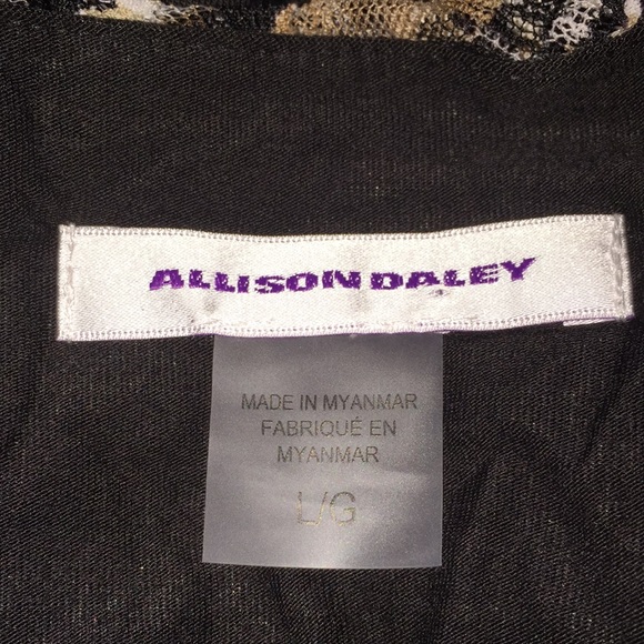 Allison Daley Ladies Long Sleeve Top Black Animal Print Lace Accents Size Large - Picture 8 of 9